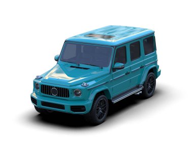 Beyaz arka planda yeşil lüks araba