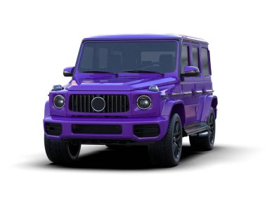 modern mor SUV arabası beyaz arka planda izole edildi