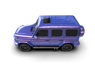 Mor SUV beyaz arka planda izole edilmiş. 3d oluşturma.