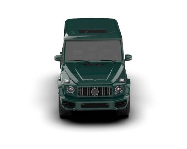 yeşil küçük araba beyaz arka planda izole edilmiş