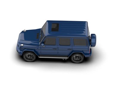 Beyaz arka planda daha az jenerik SUV 'a sahip bir arabanın 3 boyutlu görüntülenmesi