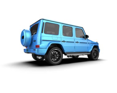 mavi araba - ön görünüm - 3 boyutlu görüntüleme