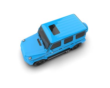 Boş ekranlı mavi mini minibüs