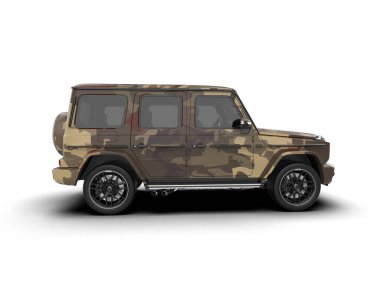 askeri araç beyaz arka planda izole edildi