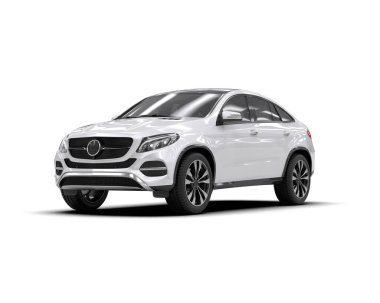 Beyaz arka planda modern lüks bir araba. 3d oluşturma