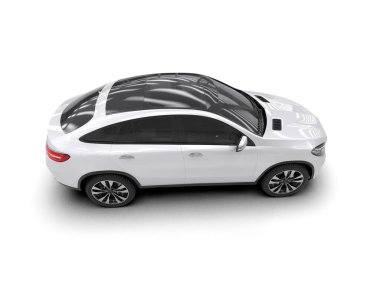 Beyaz arka planı olan siyah modern bir araba. 3d illüstrasyon