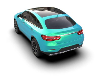 Modern araba arka planda izole edilmiş. 3D görüntüleme - illüstrasyon