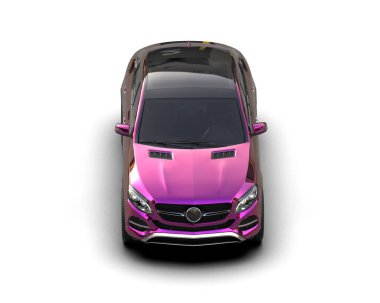 Pembe şehir arabası arka planda izole edilmiş. 3d oluşturma