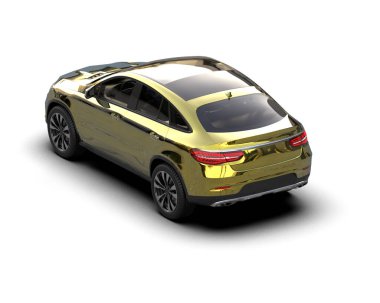 Beyaz arka planda bir araba. arkaplanda yansıma ile - 3d illüstrasyon