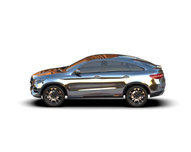 Lüks SUV arabası. Modern şehir konsepti. 3d oluşturma