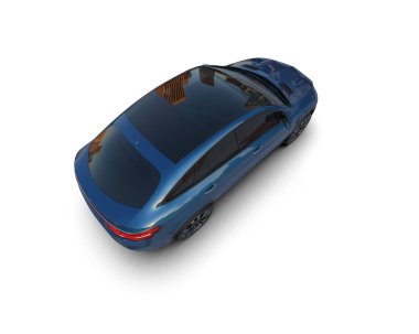Mavi lüks spor araba - arka manzara. 3d oluşturma