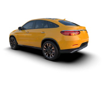 Modern araba beyaz arka planda izole edilmiş. 3D görüntüleme - illüstrasyon