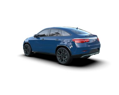 Arka planda bir araba. 3D görüntüleme - 3d illüstrasyon