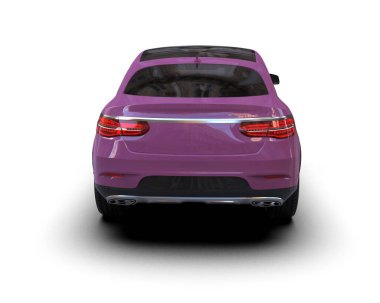 Beyaz arka planda pembe modern araba manzarası. 3d oluşturma