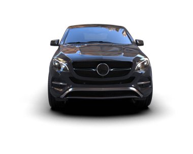 Beyaz arka planda modern siyah araba. 3d oluşturma.