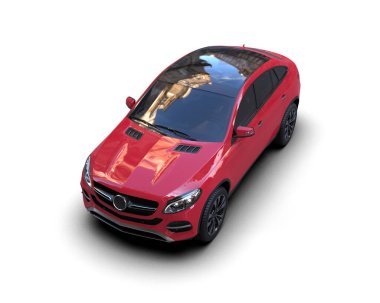 Kırmızı spor araba - yan görünüm