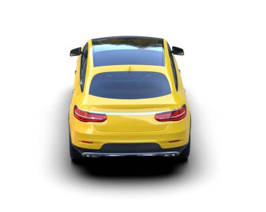 Beyaz arka planda sarı modern araba