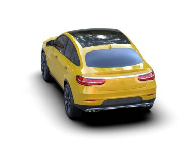 Aydınlık arka planda gölgeli modern kompakt araba.