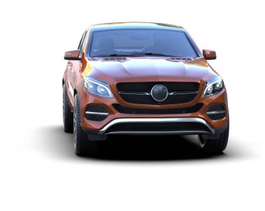 Beyaz arka planda gölgesi olan modern bir araba. 3d illüstrasyon