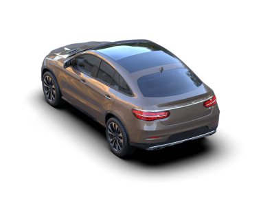 Beyaz arka planda bir araba. 3d oluşturma