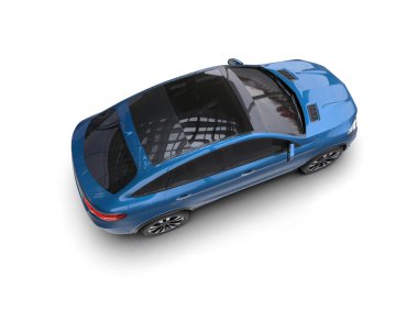 mavi spor araba - 3D illüstrasyon