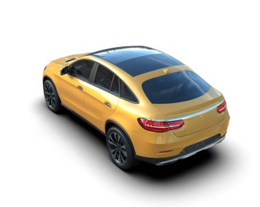 Beyaz arka planda bir araba. 3d oluşturma