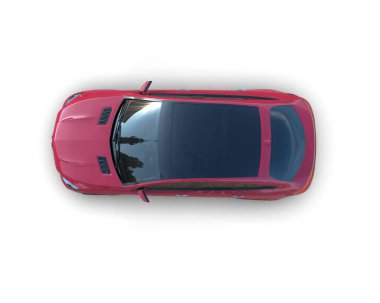 Beyaz arka planda izole edilmiş pembe spor araba.