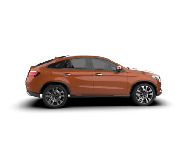 Beyaz arka planda bir araba. 3d oluşturma