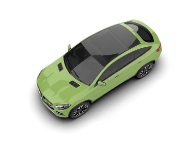 Beyaz arkaplanda izole edilmiş bir arabanın 3 boyutlu görüntüsü