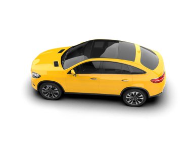 Beyaz arka planda modern şehir arabası. 3d oluşturma