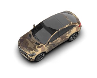 Modern araba beyazda izole edilmiş. 3d oluşturma