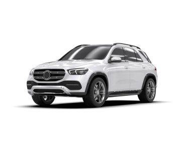 Siyah araba beyaz arka planda izole edildi, 3 boyutlu illüstrasyon.