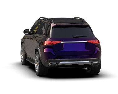 Beyaz arka planda bir araba. 3D görüntüleme - illüstrasyon