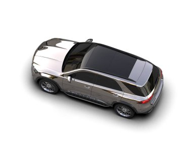 modern şehir siyah şehir arabası - aşağı - geri - üst görünüm