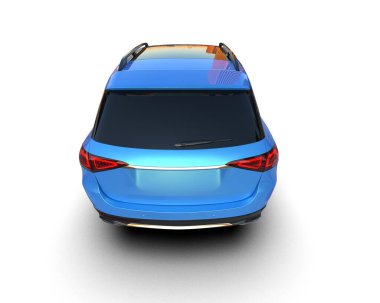 modern mavi araba gölgeyle izole edilmiş - 3 boyutlu illüstrasyon