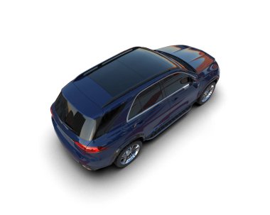 Beyaz arka planda modern bir araba. 3d oluşturma