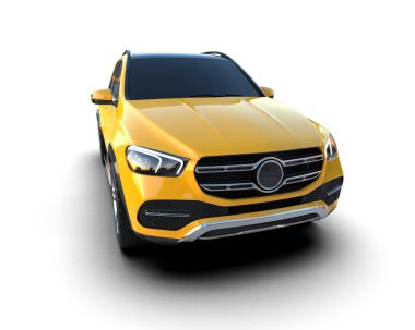 Beyaz arka planda izole edilmiş modern lüks araba. 3d illüstrasyon