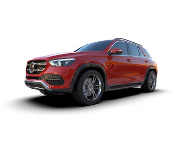 kırmızı modern araba - 3 boyutlu illüstrasyon