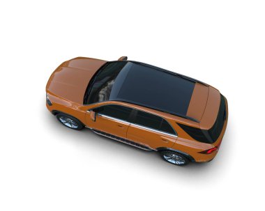 turuncu modern araba - 3 boyutlu illüstrasyon