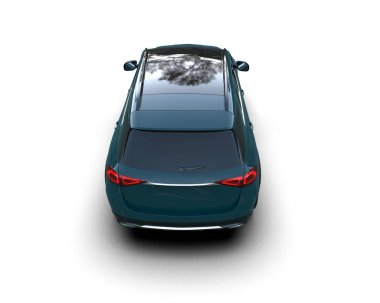 Siyah araba beyaz arka planda izole edildi. 3D görüntüleme - illüstrasyon