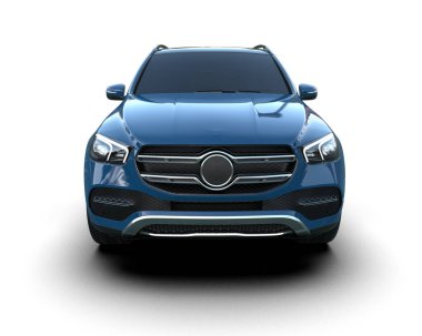 beyaz arkaplan üzerinde modern mavi SUv 3D görüntüleme