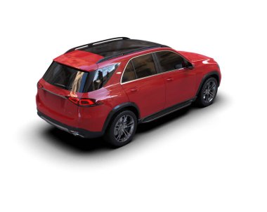 Beyaz arka planda siyah camlı modern lüks SUV. 3 Boyutlu Hazırlama