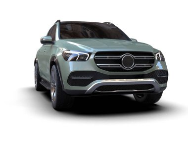 modern SUV arabası beyaz arka planda izole edilmiş 3 boyutlu görüntüleme
