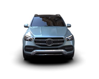 Modern araba arka planda izole edilmiş. 3D görüntüleme - illüstrasyon