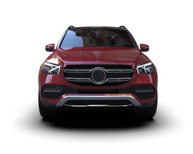 Beyaz arka planda kırmızı lüks SUv 3D görüntüleme