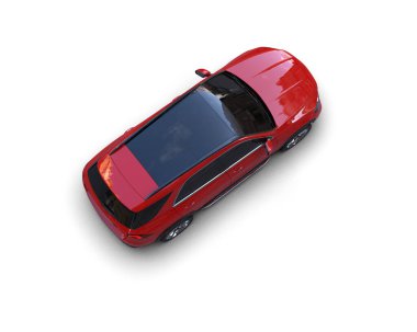 Kırmızı elektrikli araba beyazda izole edildi