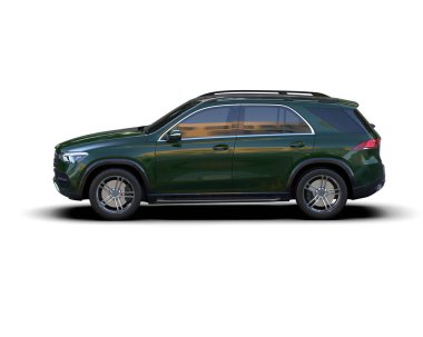 Beyaz arka planda yeşil lüks SUV.