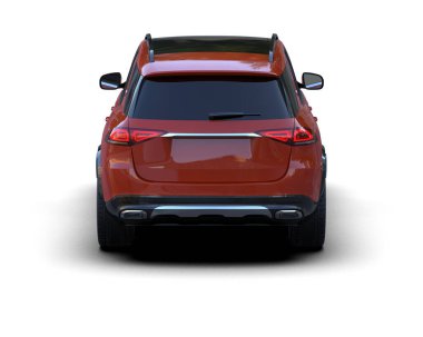 Siyah araba beyaz arka planda izole edilmiş. Yan görünüş. 3d oluşturma.