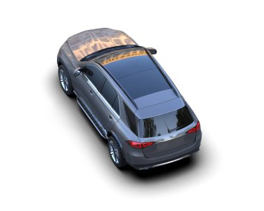 Modern araba beyazda izole edilmiş. 3D görüntüleme - illüstrasyon