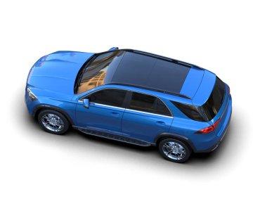 mavi lüks iş arabası beyazda izole edilmiş